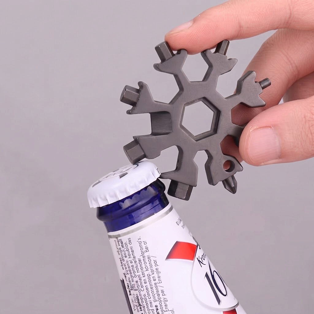 FrostWrench - 18-in-1 Schneeflocken-Multitool-Schlüssel mit Sechskant- und Achteckfunktionen