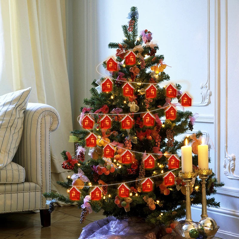 Weihnachtsdorf-Lichterkette - Holz, 2–3 m