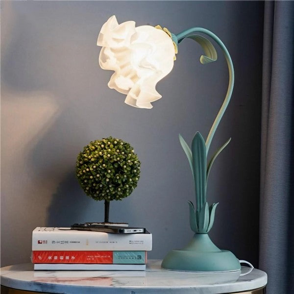 Quelix - Vintage-Tischleuchte mit Blumenmuster, verstellbar