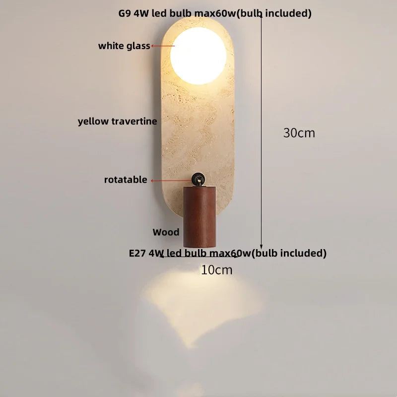 Skandinavische - Wandleuchte aus Naturstein und mattweißem