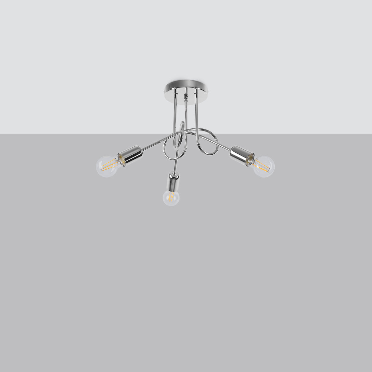 Chrom - Kronleuchter Chrom 3-flammig im Industrial-Design