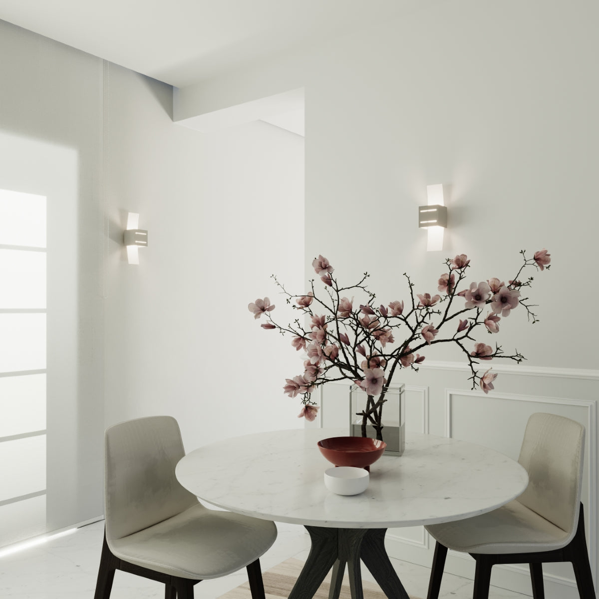 LORETO - Wandleuchte, graues Aluminium/mattiertes Glas