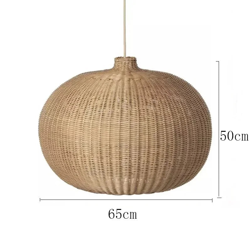Handgeflochtene - Rattan-Pendelleuchte in Boho-Beige
