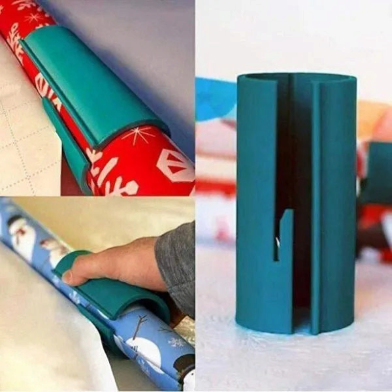 WrapCaddy - Geschenkpapier-Schneider mit Eingebauter Klinge und Flexibler Halterung