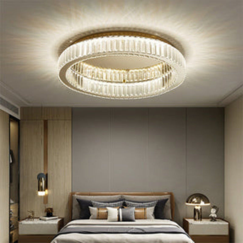 Halona - Runde Kristall LED-Deckenleuchte für Wohnzimmer &