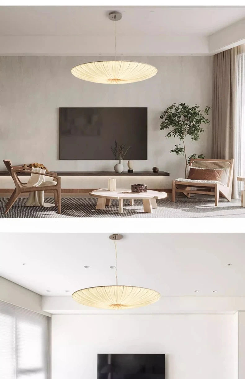Rondea - Stoff-LED-Deckenleuchte Wabi-Sabi in Beige