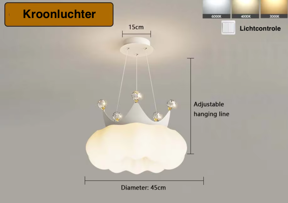 Nimbus - Kronen-Pendelleuchte für Kinderzimmer, cremeweiß