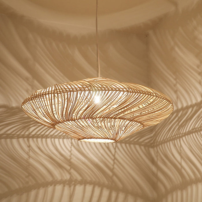 Claria - Vintage-Hängeleuchte aus Rattan, handgeflochten