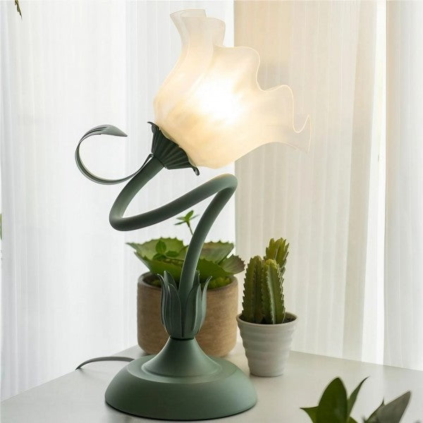 Quelix - Vintage-Tischleuchte mit Blumenmuster, verstellbar