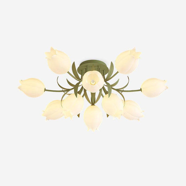 Lucero - Deckenleuchte mit Lilienblüten in Creme