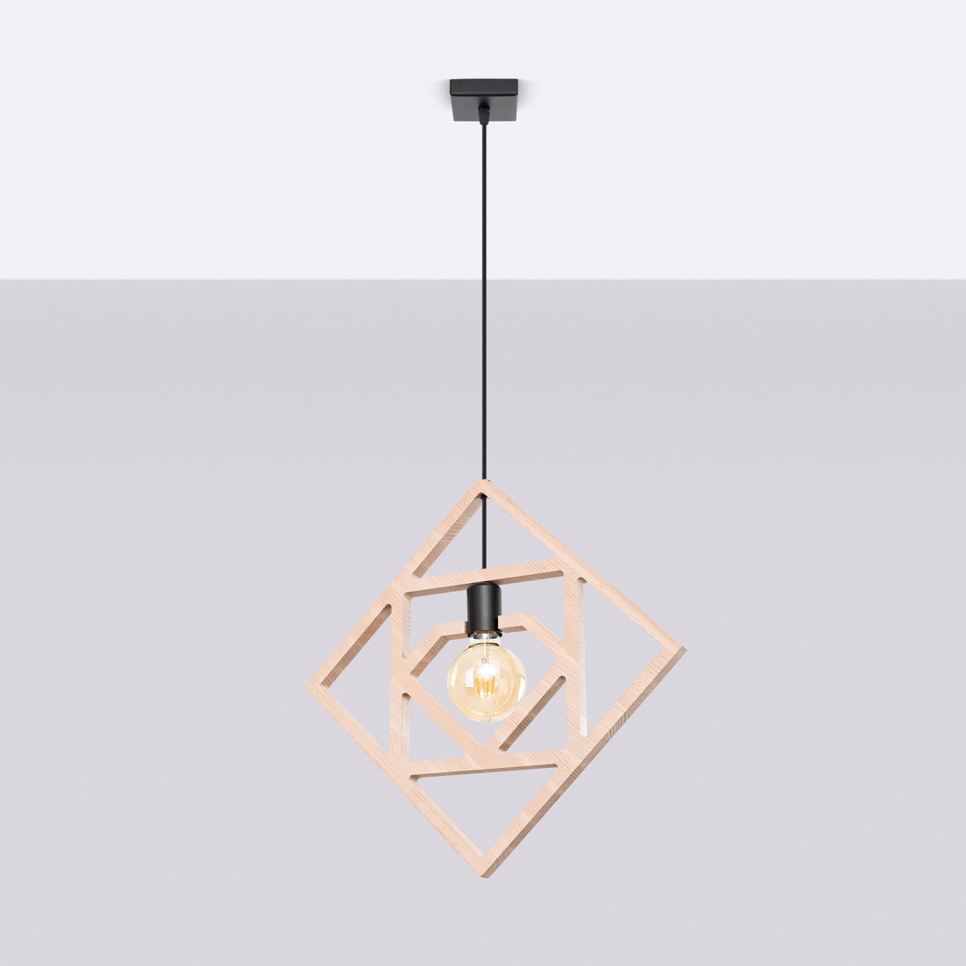 Claria - Pendelleuchte aus Naturholz im geometrischen Design