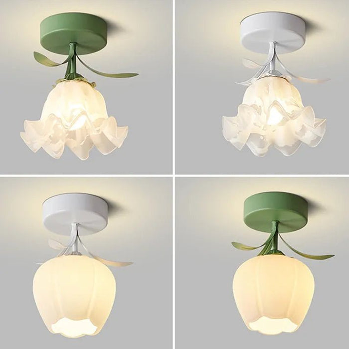 Claria - Tiffany-Deckenleuchte mit kleinen Glasblumen
