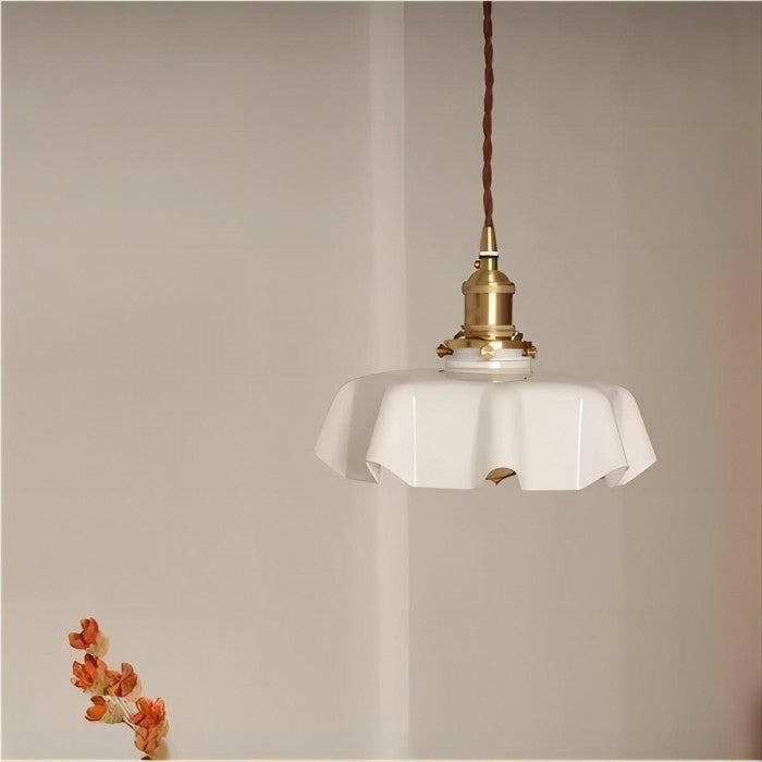Aurela - Retro-Pendelleuchte in Blumenform aus Glas,
