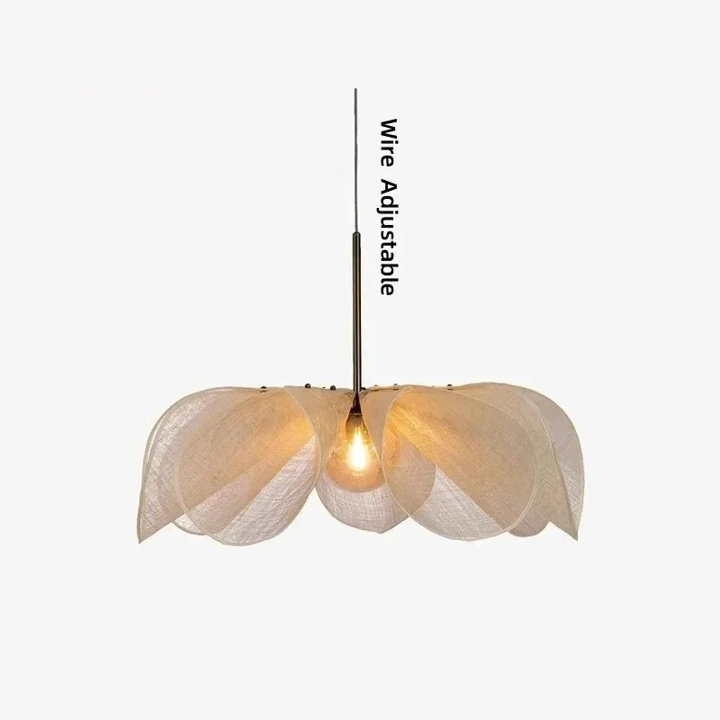 SabiFlora - Stoff-Hängelampe Wabi-Sabi Blumenform, E27 LED