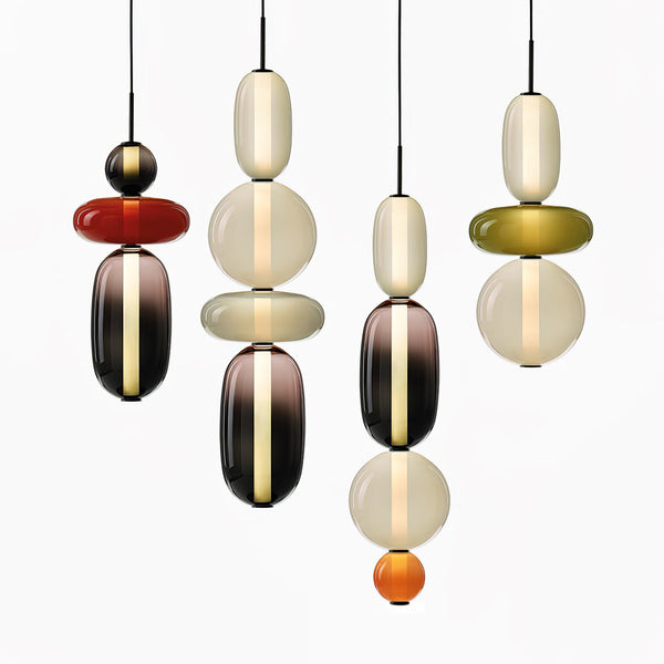 Solara - Glaspendelleuchte für Flur mit farbigem Glas
