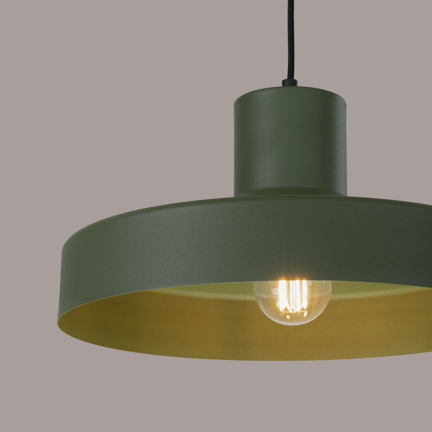 Olivgrüne - Pendelleuchte, 35 cm, Retro-Stil