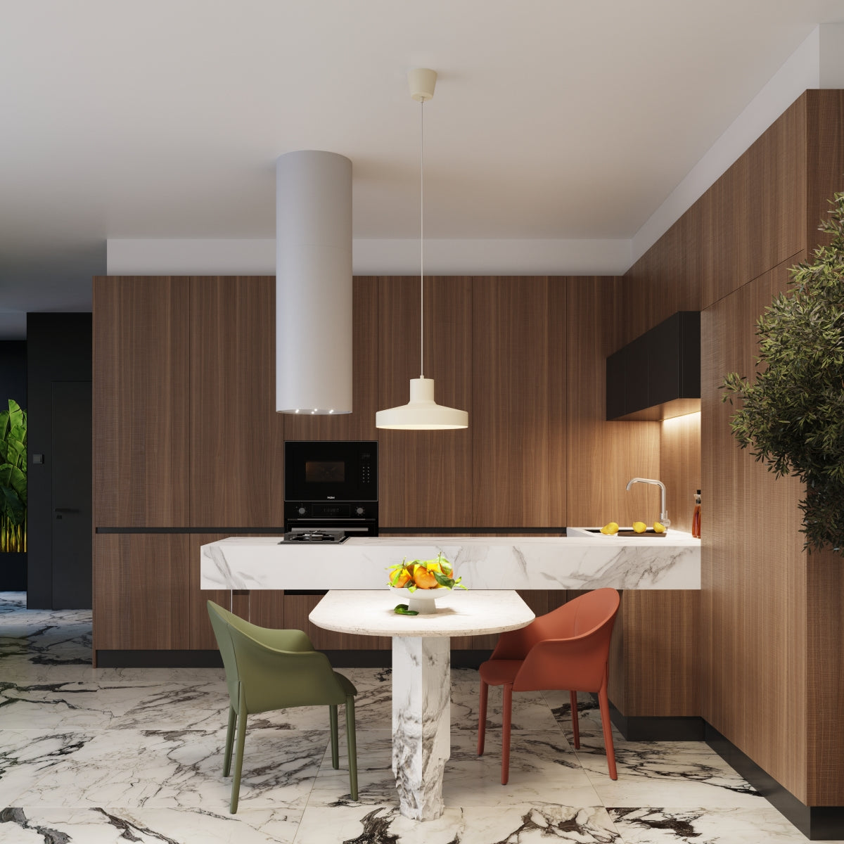 Celira - Beige Retro-Pendelleuchte mit rundem Schirm