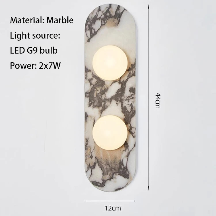Luara - LED-Wandleuchte aus Naturmarmor mit 2-3 Kugelköpfen