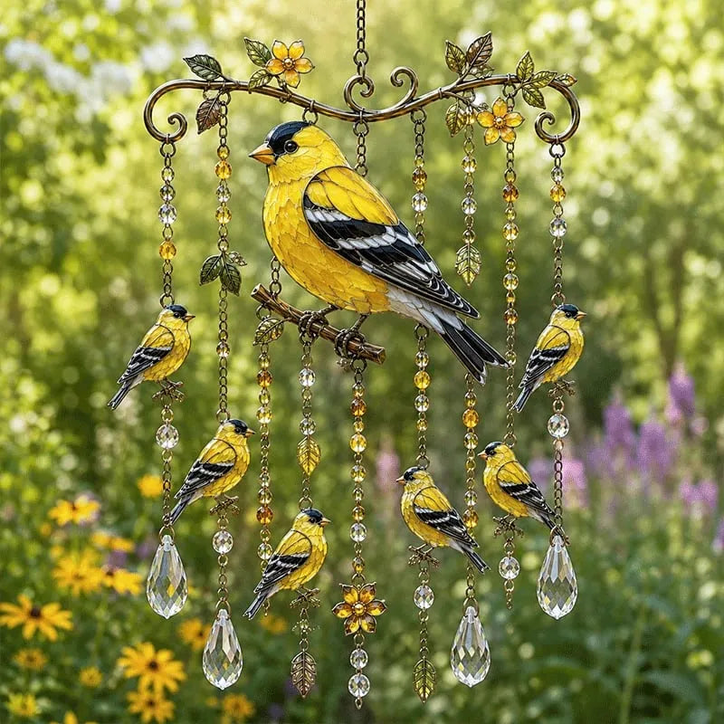 Sunfeather – Sonnenfänger und Windspiel mit Vogelmotiven und Kristalldetails