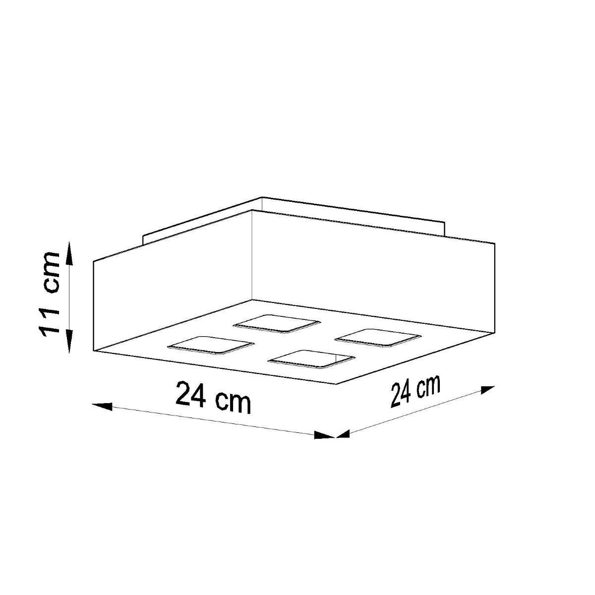 Mono - 4 Deckenleuchte, schwarz, aus Stahl, 24 × 24 cm
