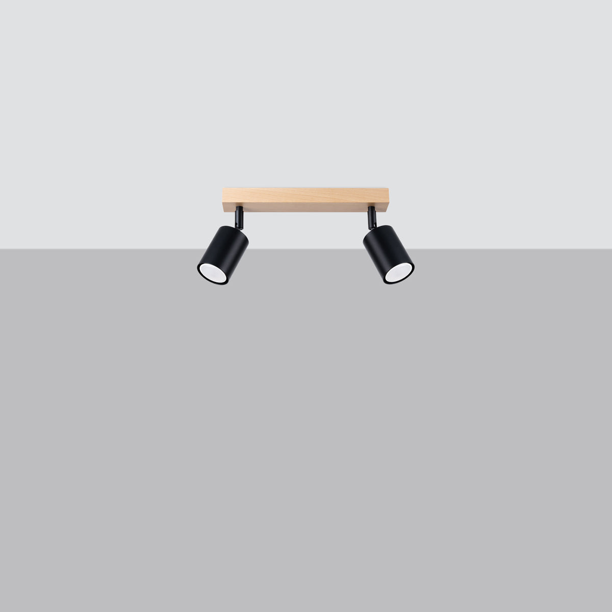 VERDO - 2-flammige Deckenleuchte, Stahl/Holz schwarz, 46 x