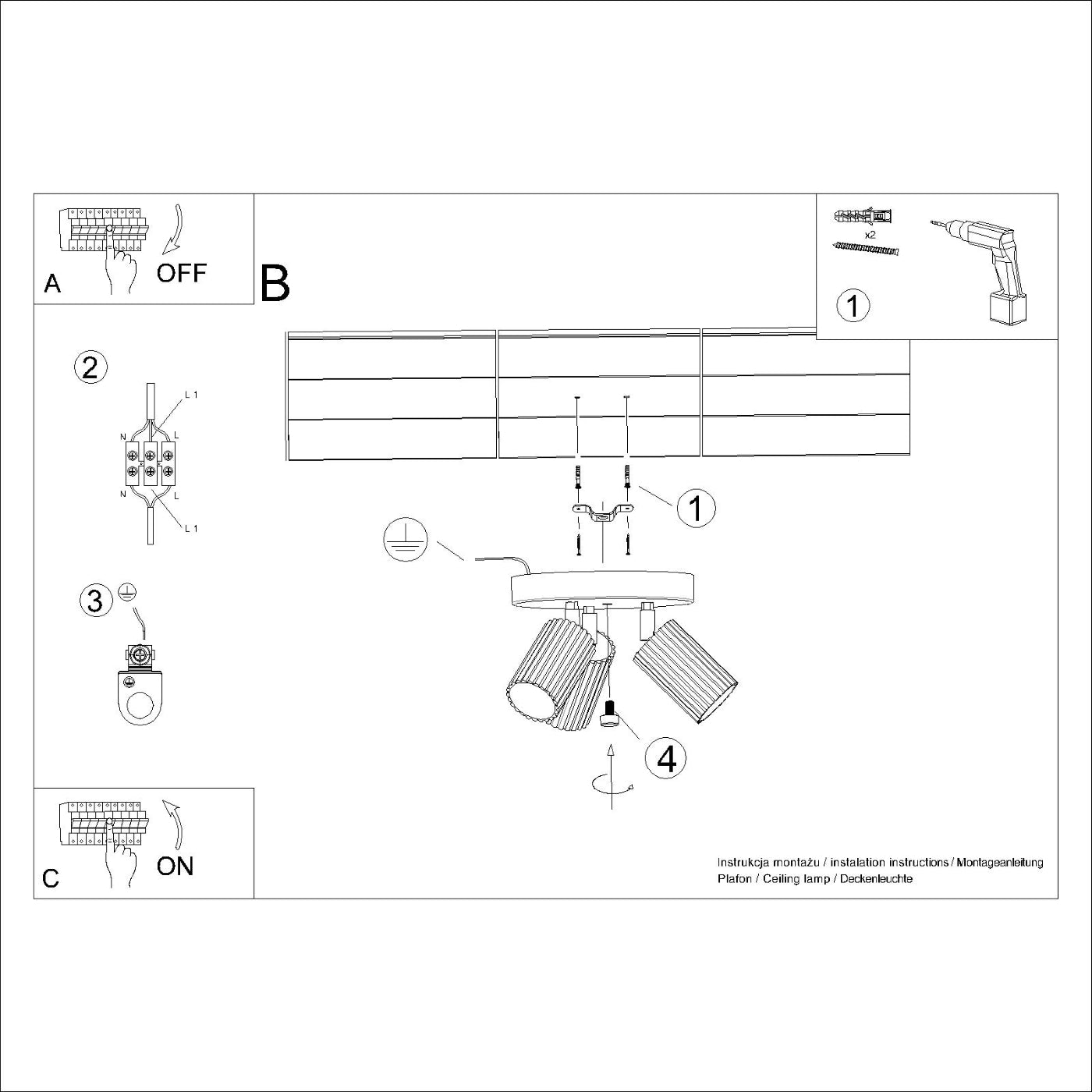 Brila - Beige 3-flammige Deckenleuchte