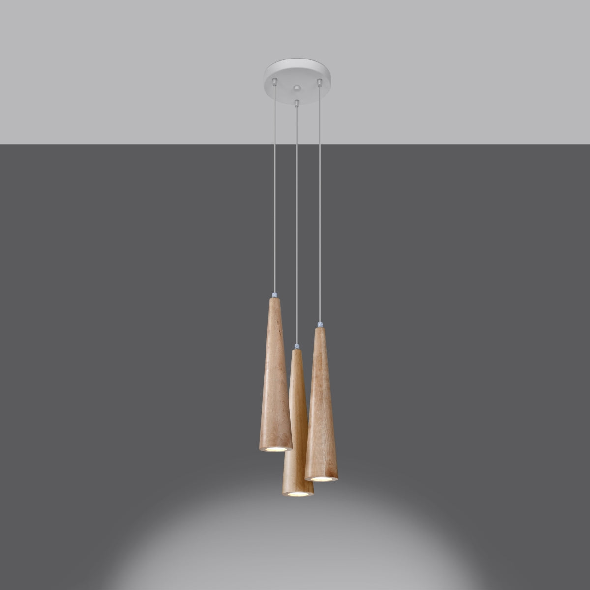 Plafona - 3-flammige Pendelleuchte, Naturholz