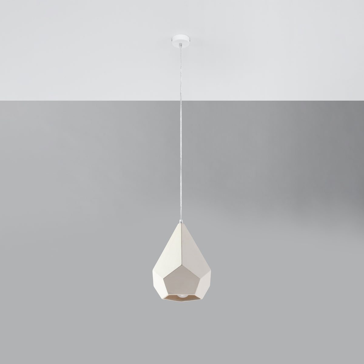 Halona - Keramik-Pendelleuchte, weiß, 25 cm, geometrisches