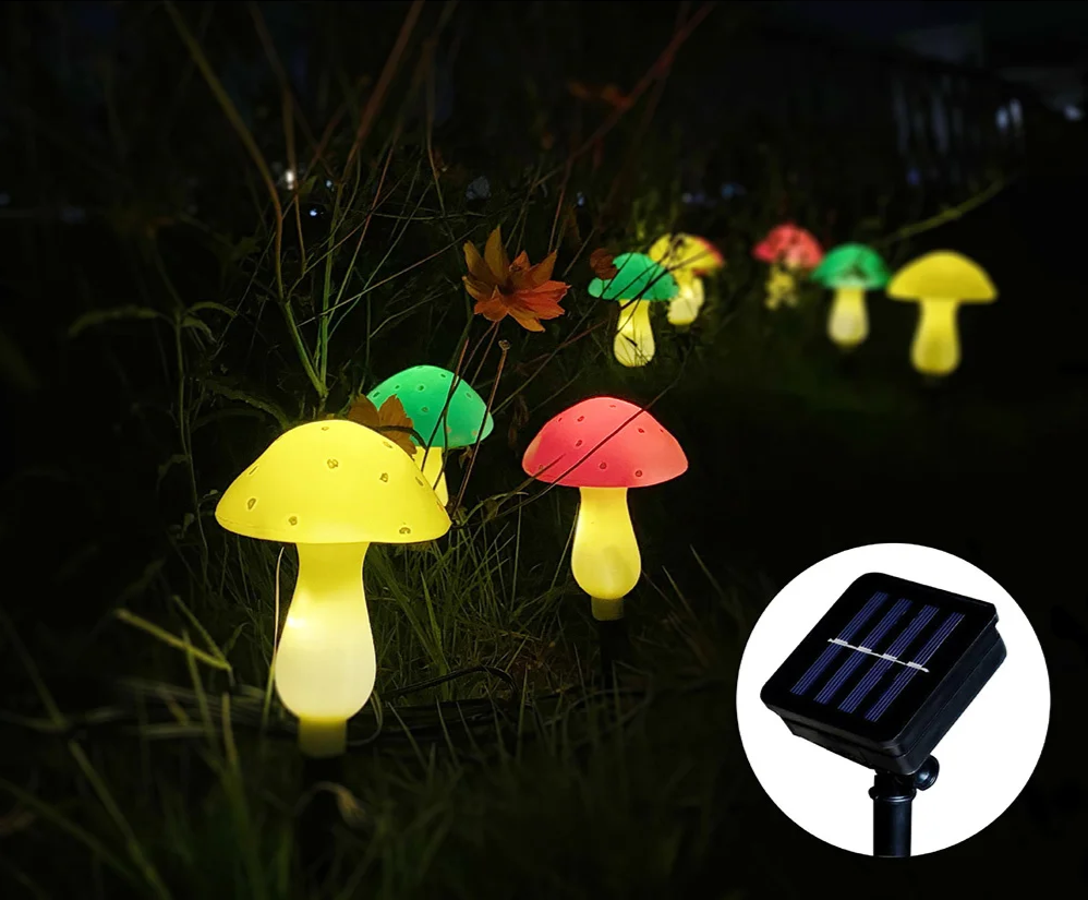 Helios - Solar-Lichterkette in Pilzform, 5 m, 12 LEDs