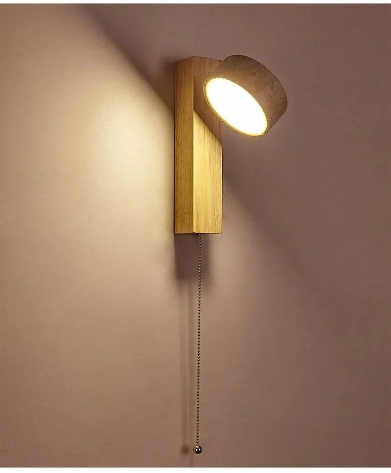Wallix - Cremefarbene LED-Wandleuchte mit Zugschalter