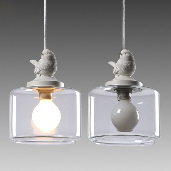 Solara - Vogel-Pendelleuchte aus Glas und Stein