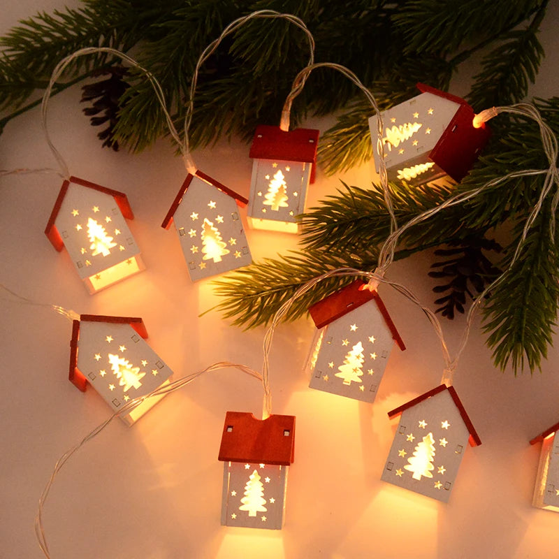 Weihnachtsdorf-Lichterkette - Holz, 2–3 m