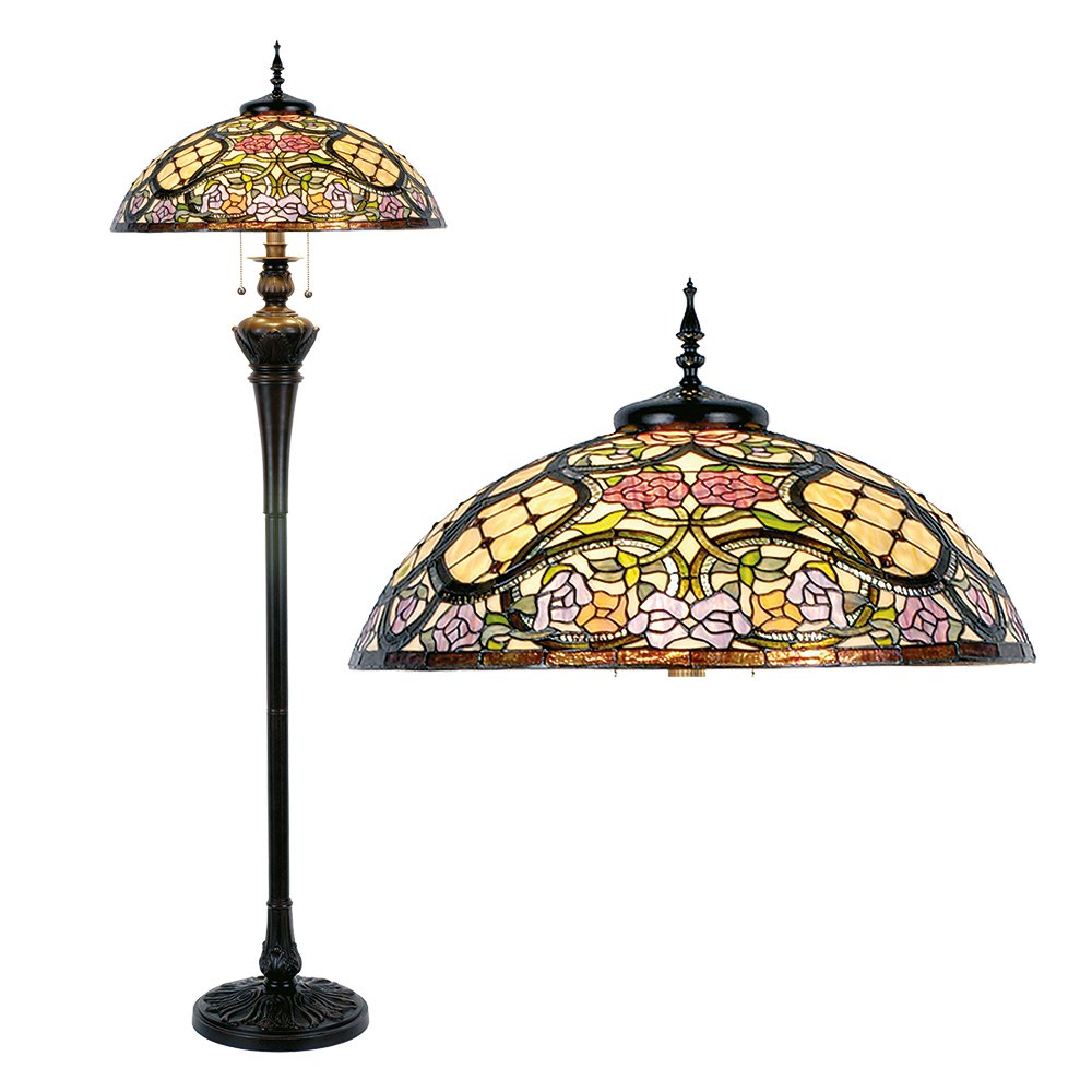 Lumi - Lampe - Tiffany-Stehlampe Beige/Rosa 150 cm