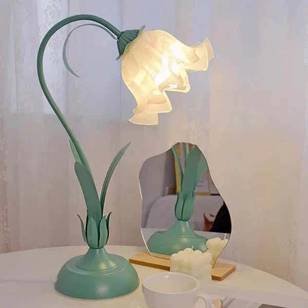 Quelix - Vintage-Tischleuchte mit Blumenmuster, verstellbar