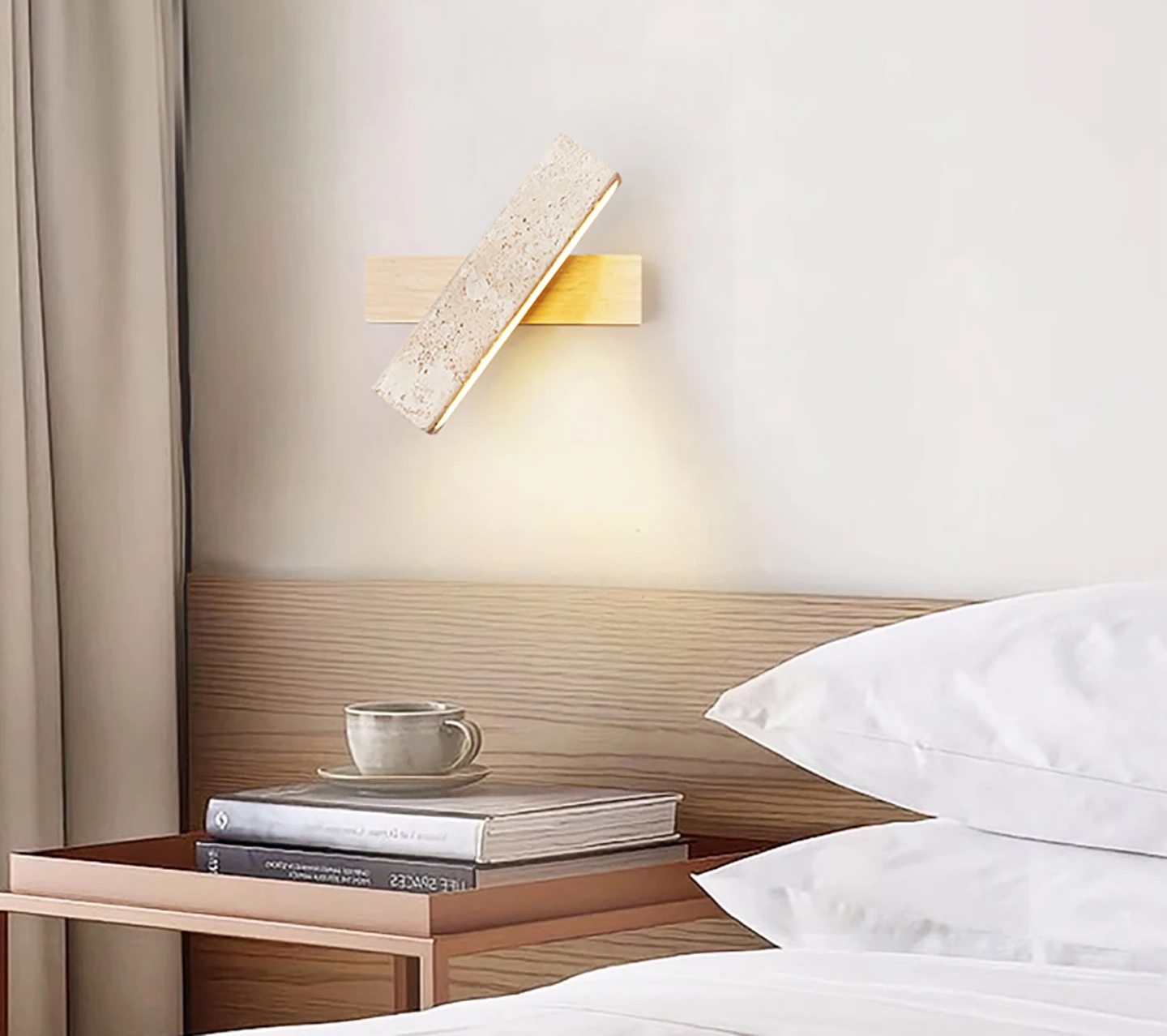 Travertin - Wandlampe dimmbar LED mit Zugschalter
