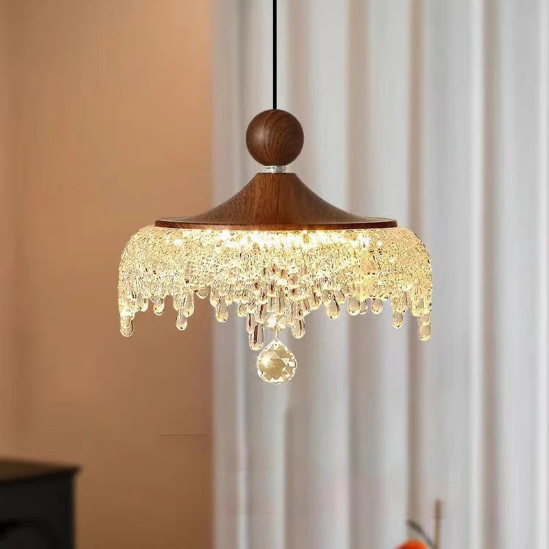 WalnoDrop - Pendelleuchte in Walnussfarbe mit 3