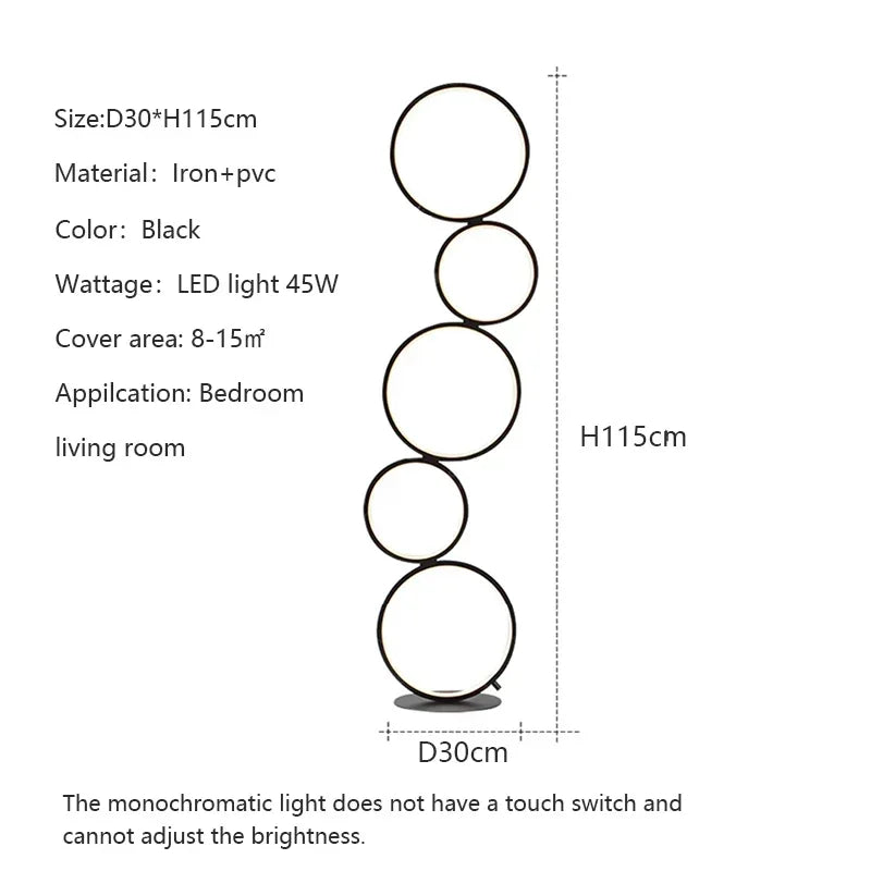 Nordische - LED-Stehleuchte, 5-Ring-Dimmfunktion