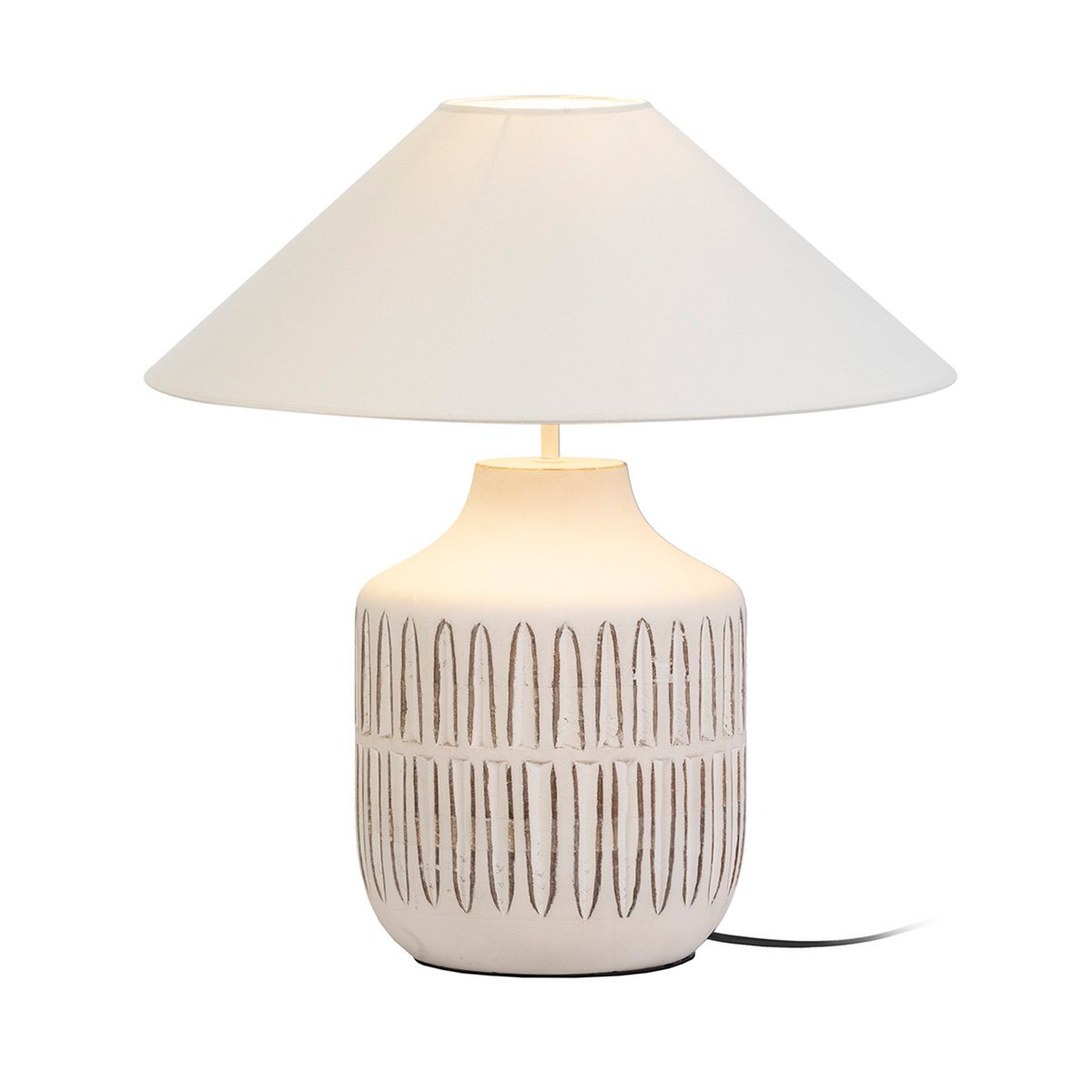 Alexandra - Thai - Tischleuchte aus Mangoholz, 42 cm, weiß