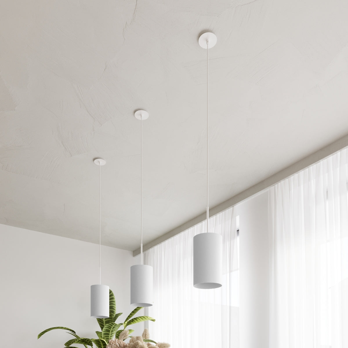 Vortex - 50 cm weiße Deckenleuchte aus Stahl, Glas und Stoff
