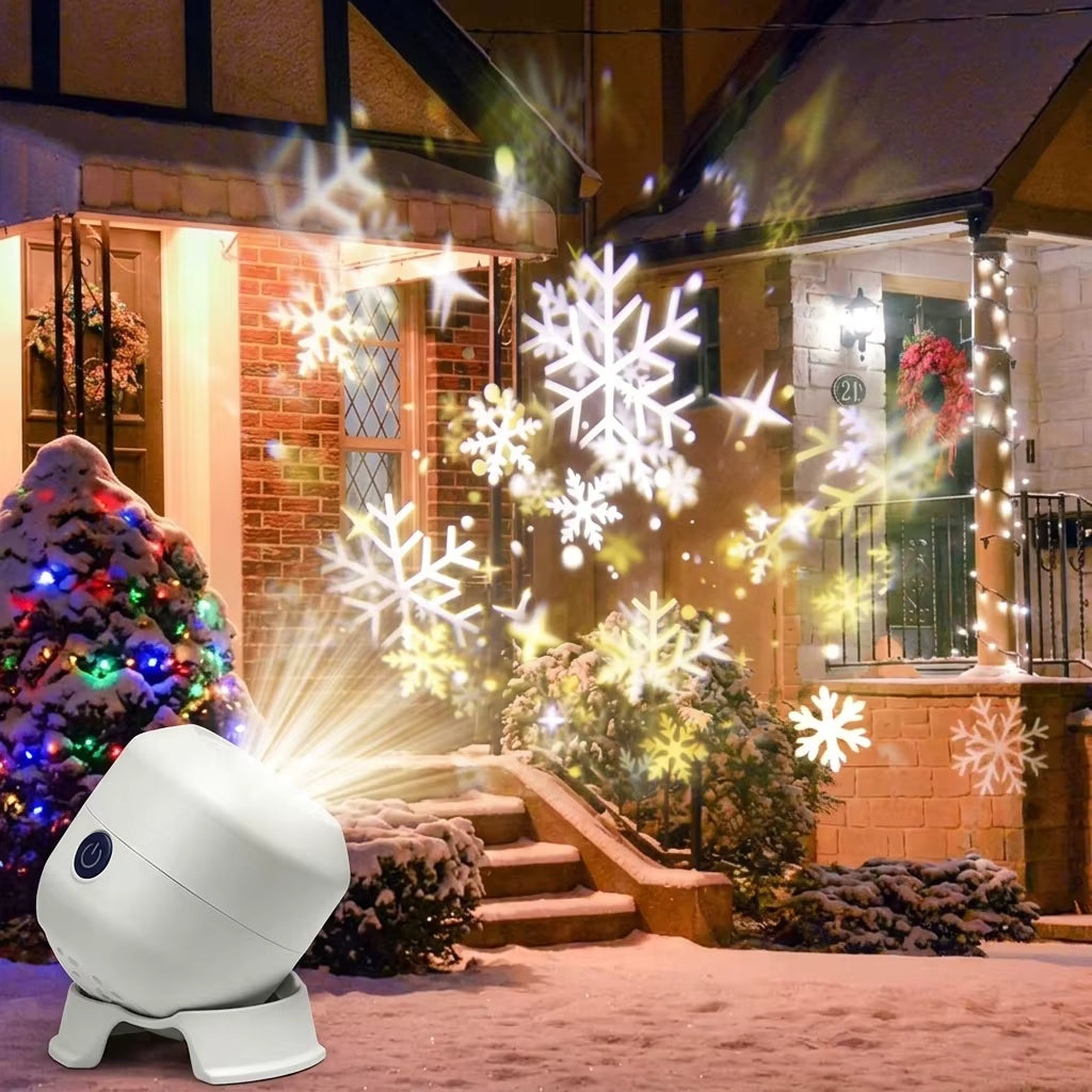 SnowSpin - Projektorlampe mit rotierender Schneeflockenprojektion