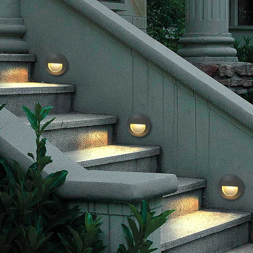 Rustica - LED-Treppenleuchte IP65, rund, 3 W, für den