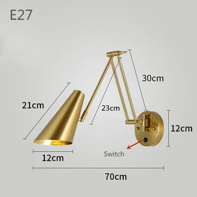Verstellbare - Wandleuchte mit langem Arm (E27) inkl. LED