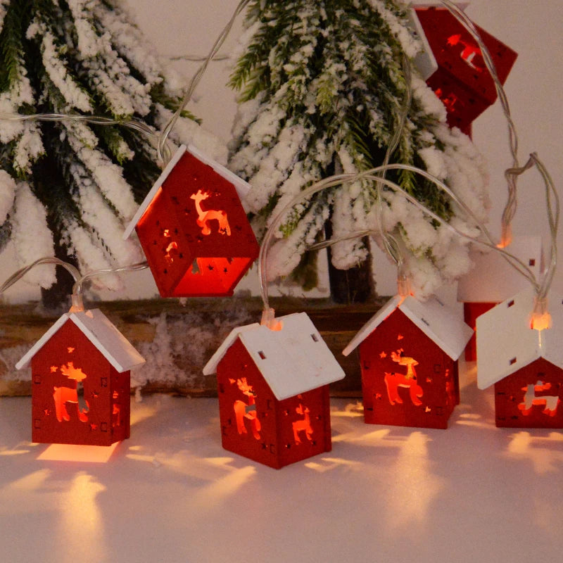 Weihnachtsdorf-Lichterkette - Holz, 2–3 m