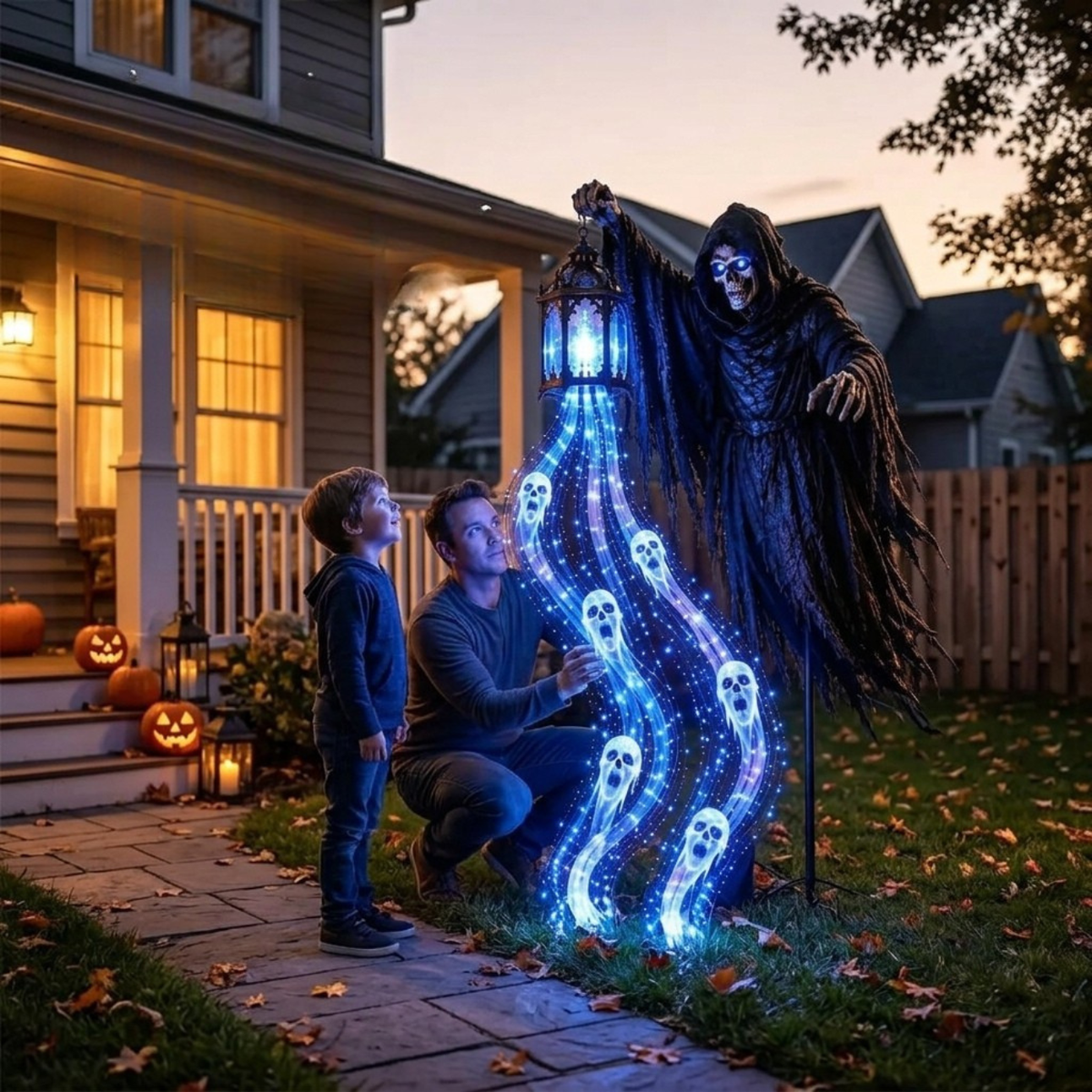 Reapshade - Halloween-Gartenlampe mit Sensenmann-Figur und LED-Licht