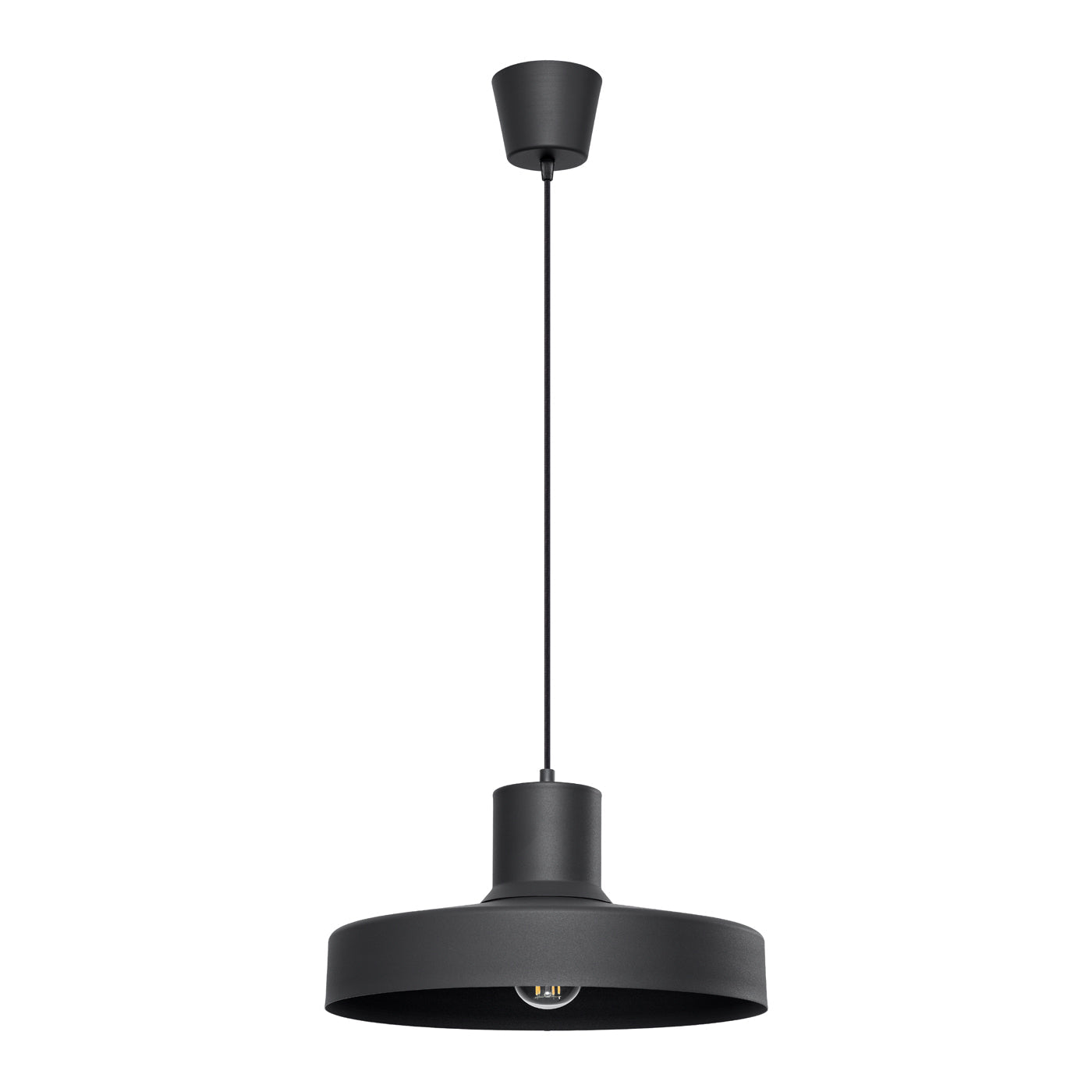 Solara - Schwarze Retro-Pendelleuchte mit rundem Schirm