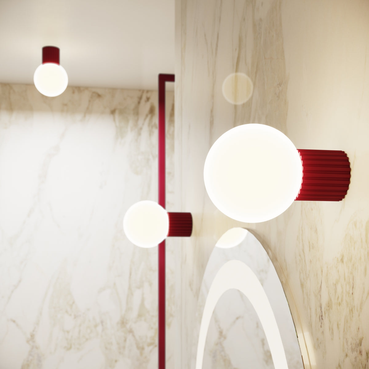 Aurela - Deckenleuchte IP44 Bordeaux mit mattiertem
