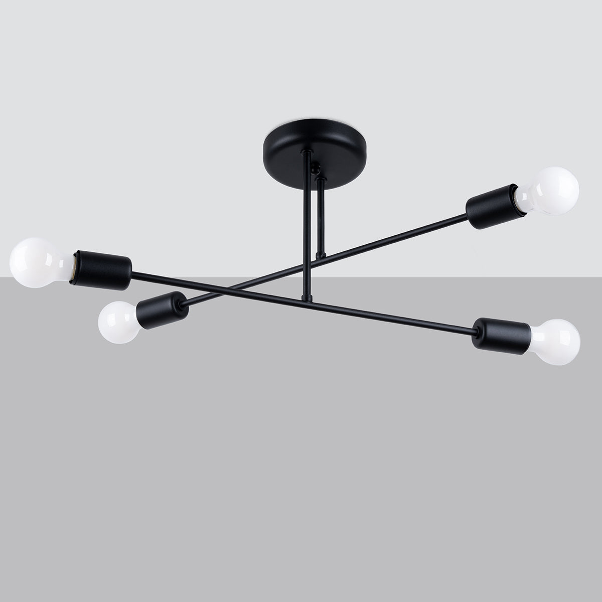 Minimalistischer - schwarzer Kronleuchter mit 4 Leuchten