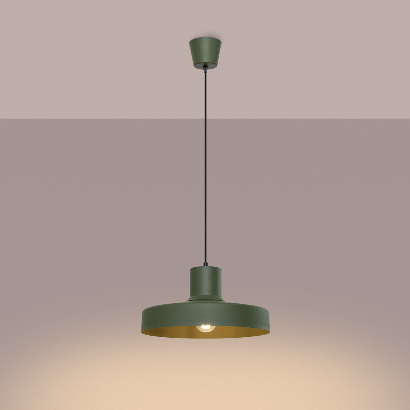Olivgrüne - Pendelleuchte, 35 cm, Retro-Stil
