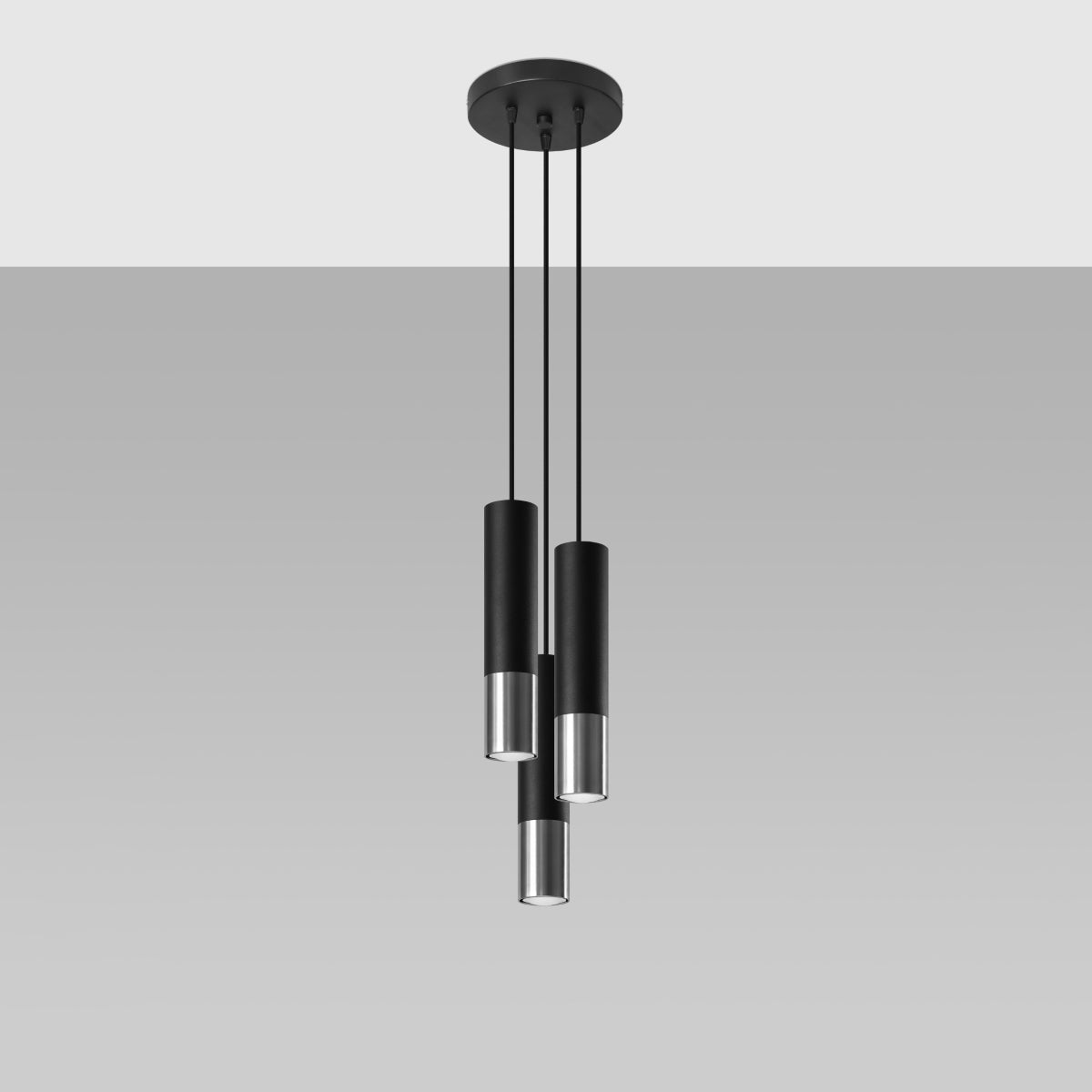 Rondea - 3-flammige Pendelleuchte, schwarz/chrom