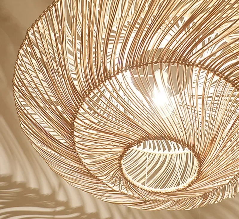 Japanische - Wabi-Sabi-Rattan-UFO-Pendelleuchte E27
